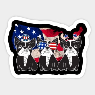 American Flag USA 4th of July French Bulldog Sticker